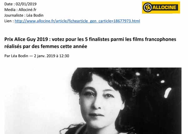 La presse parle du Prix Alice Guy - prixaliceguy.com